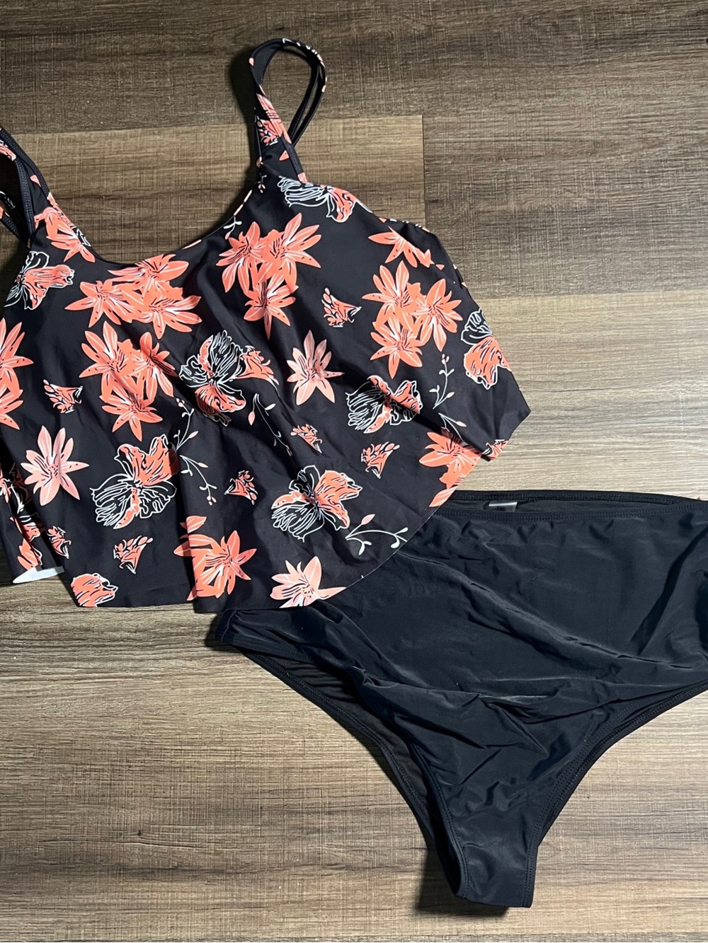 I2CRAZY Floral Black & Coral Tankini Set